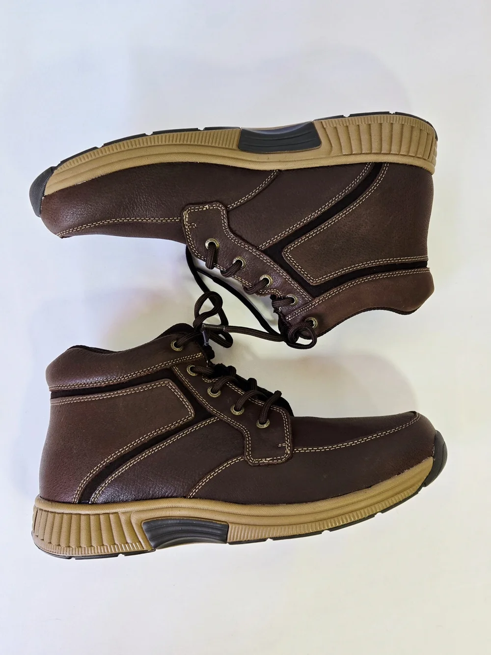 OrthoFeet Men's Size 10 Brown Leather Ankle Boots Orthopedic Comfort Lace Up